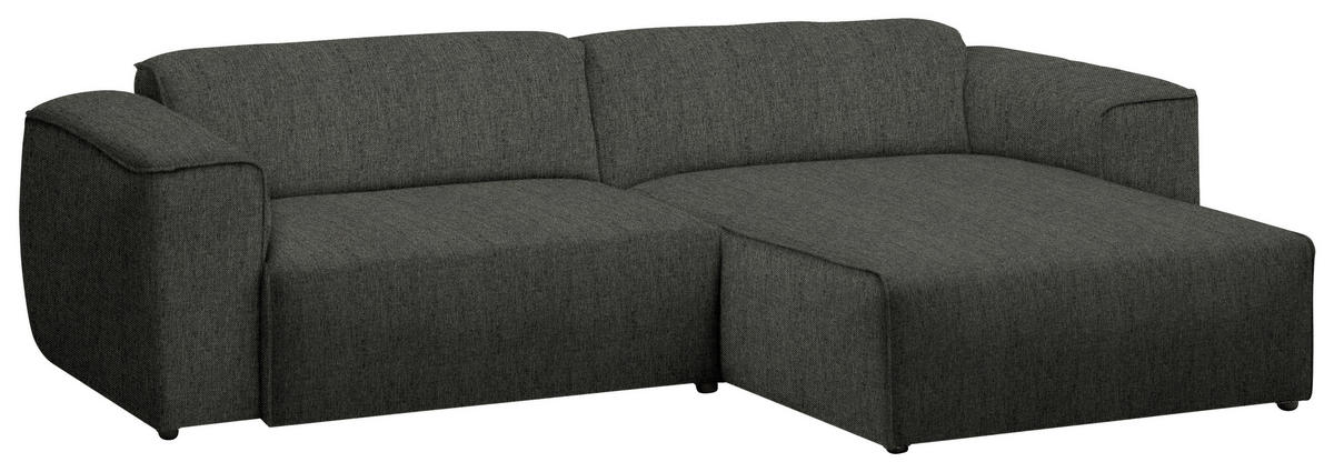 ECKSOFA  in Webstoff Dunkelgrün  265/171 cm  - Dunkelgrün/Schwarz, Design, Kunststoff/Textil (265/171cm) - home24