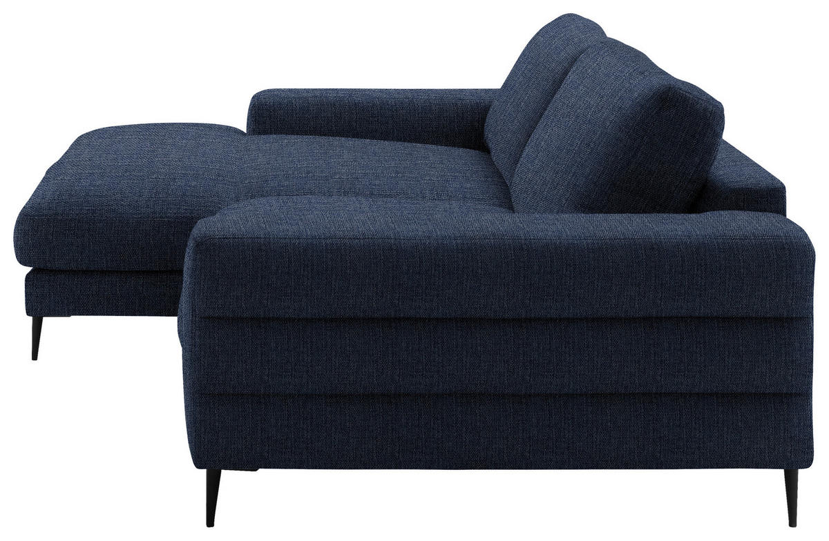 ECKSOFA in Flachgewebe Dunkelblau  177/253 cm  - Schwarz/Dunkelblau, Design, Textil/Metall (177/253cm) - Dieter Knoll