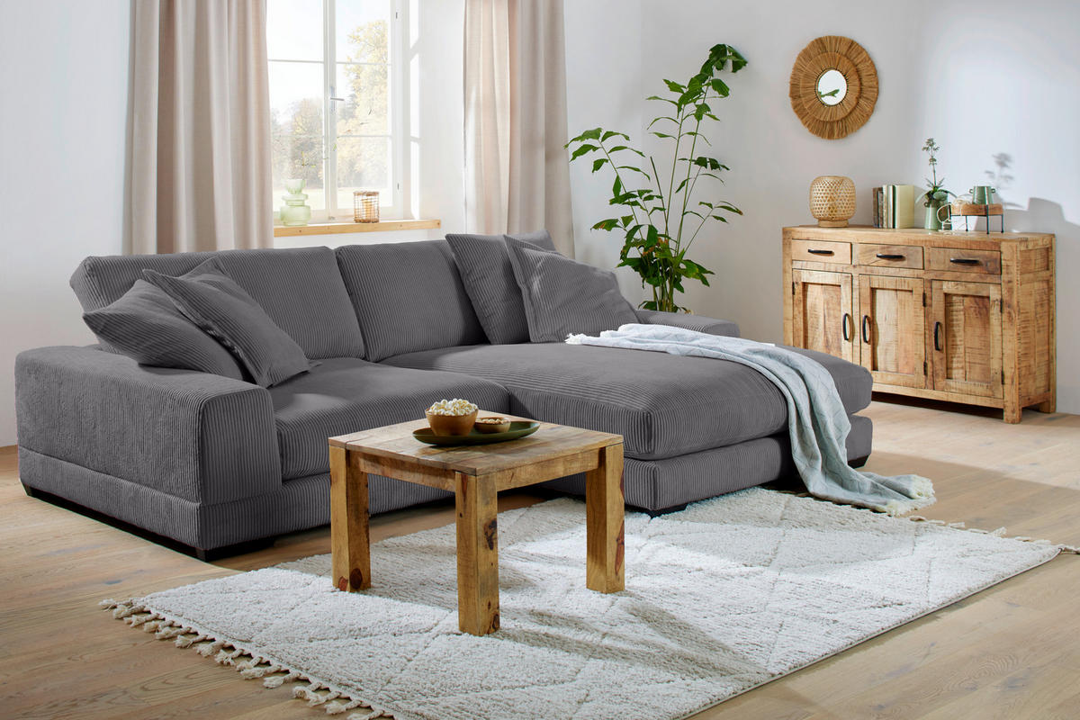 HÖRNSOFFA i manchester antracit  - svart/antracit, Romantik / Lanthus, trä/textil (280/190cm) - MID.YOU