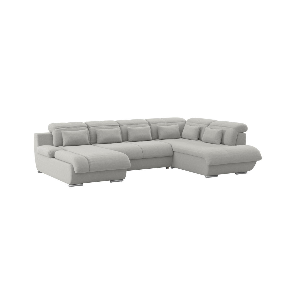 WOHNLANDSCHAFT MULTI Grau Chenille  - Chromfarben/Grau, MODERN, Textil/Metall (184/345/228cm) - Livetastic