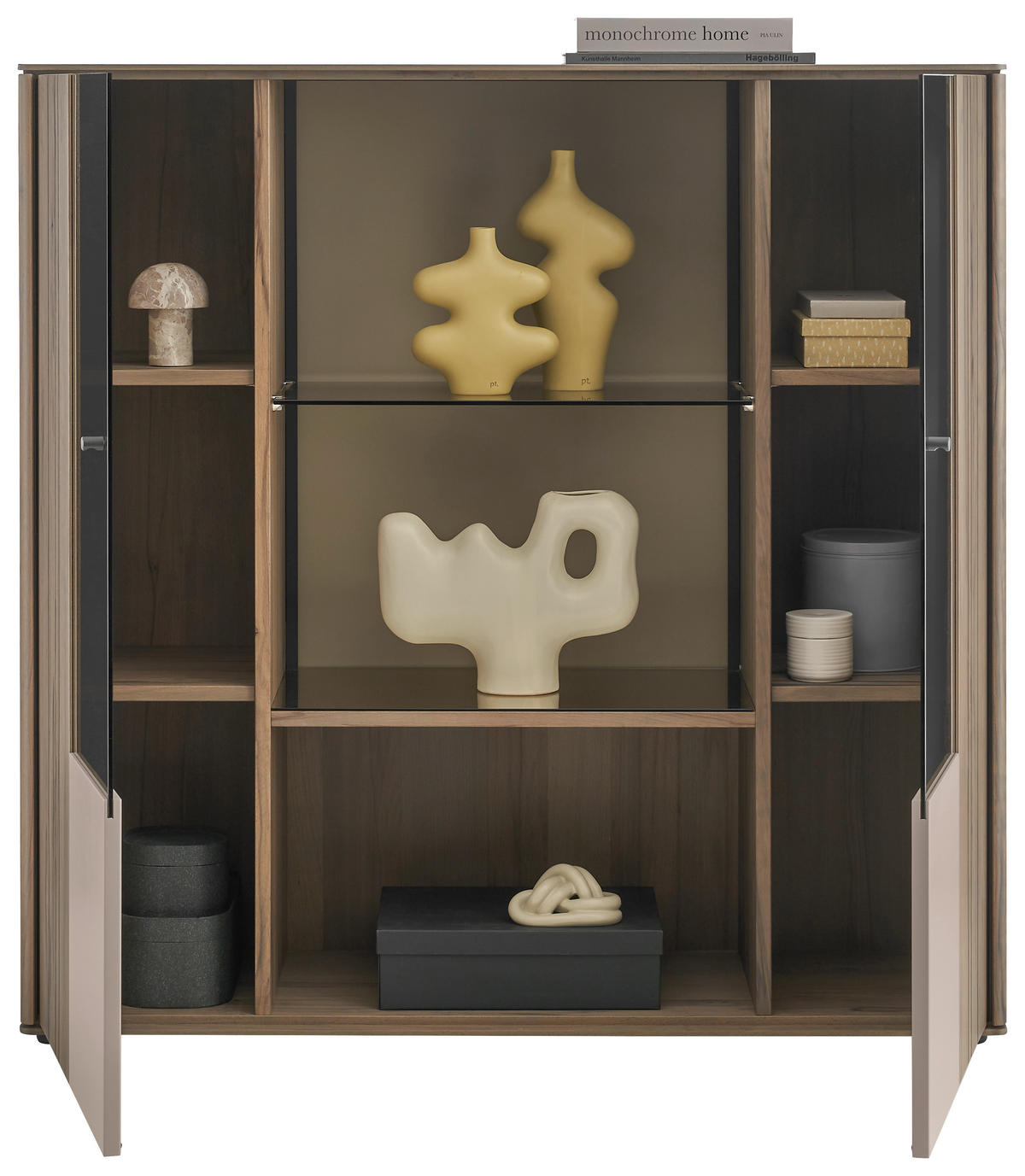 HIGHBOARD Buchefarben, Sandfarben  120/119/41 cm  - Sandfarben/Buchefarben, Design, Glas/Holz (120/119/41cm) - Johann Jakob