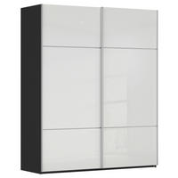 SCHWEBETÜRENSCHRANK in Schwarz, Weiss  - Weiss/Alufarben, Konventionell, Glas/Holzwerkstoff (201/223/67cm) - Novel