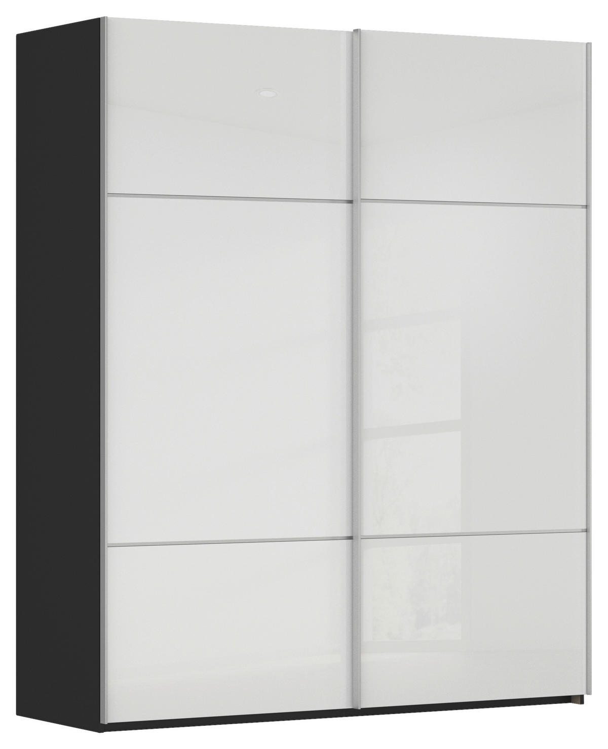 SCHWEBETÜRENSCHRANK in Schwarz, Weiss  - Weiss/Alufarben, Konventionell, Glas/Holzwerkstoff (201/223/67cm) - Novel