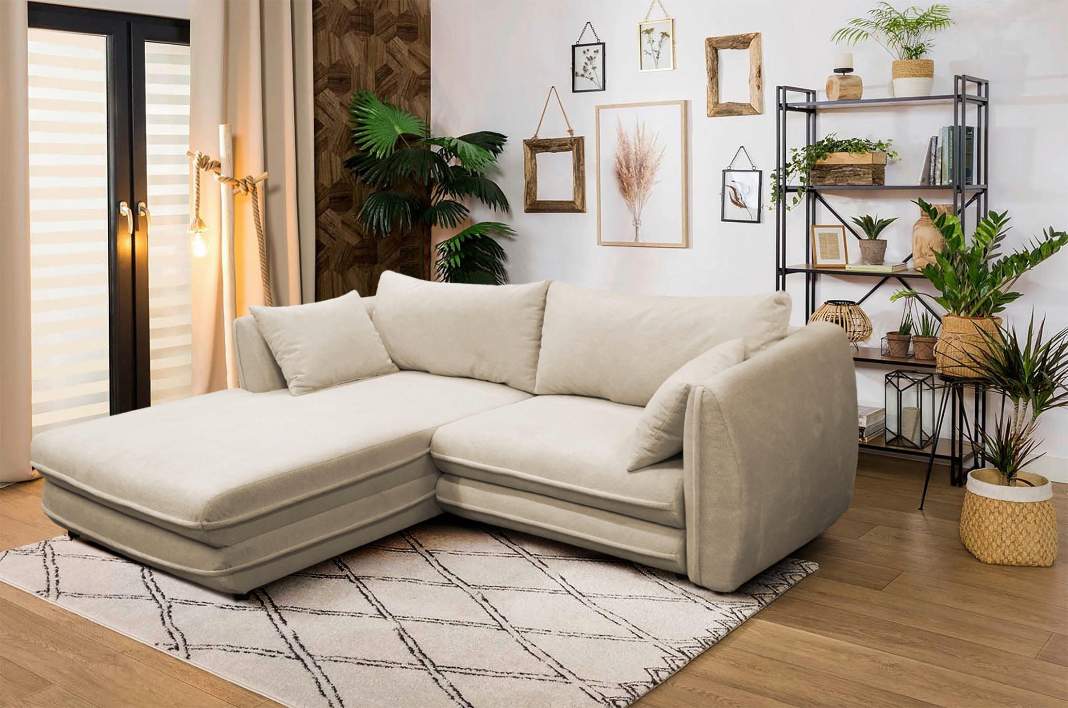 ECKSOFA Beige Struktur  - Beige/Schwarz, Design, Kunststoff/Textil (201/240cm) - MID.YOU