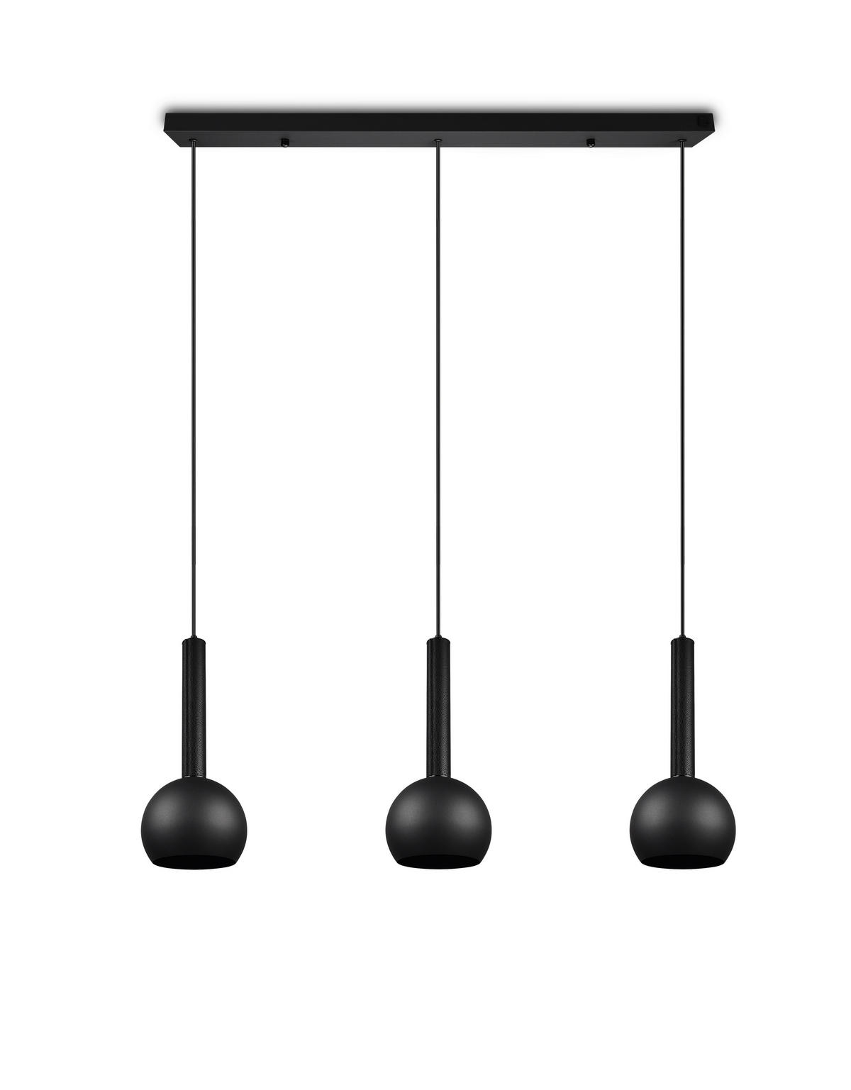 HÄNGELEUCHTE 100/200/20 cm  - Schwarz, Design, Leder/Metall (100/200/20cm) - Cinque