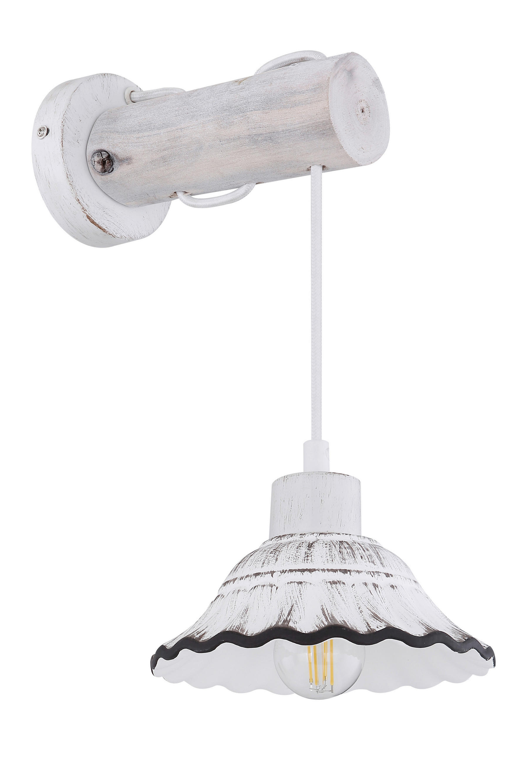 WANDLEUCHTE Jowita 17/26/32 cm   - Schwarz/Weiß, Basics, Holz/Keramik (17/26/32cm) - Globo