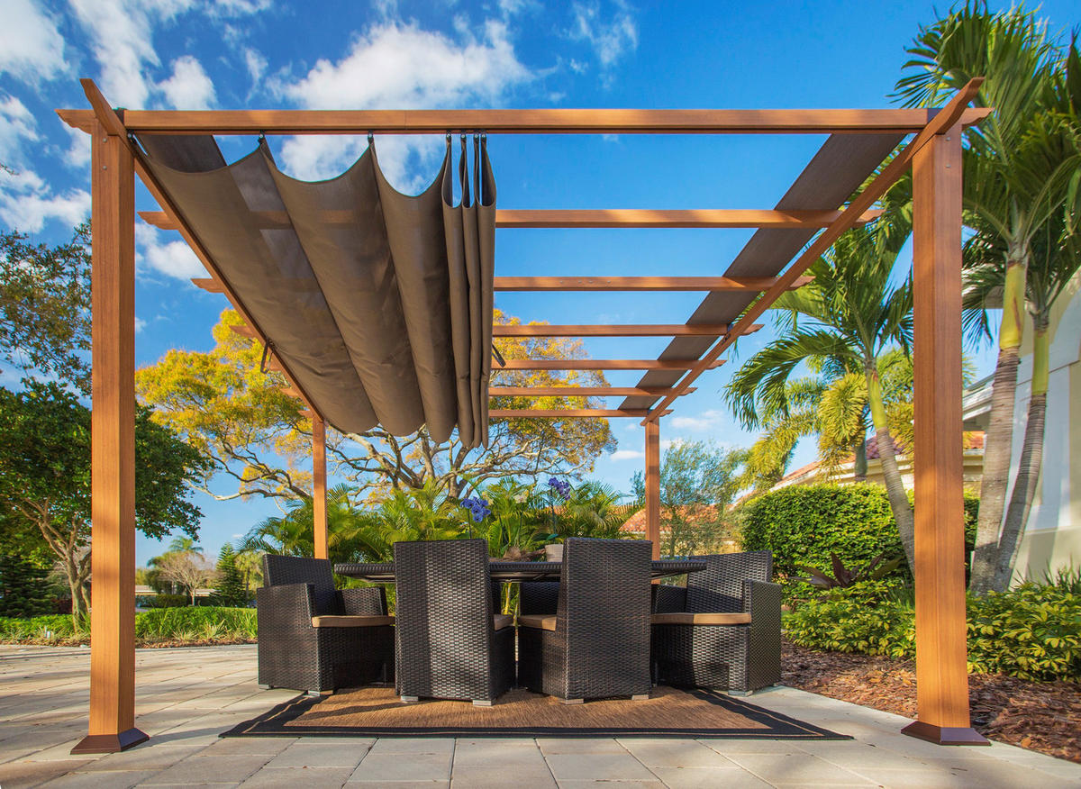 PERGOLA 350/235/350 cm Aluminium  - Hellbraun, Basics, Kunststoff/Metall (350/235/350cm) - Ambia Garden