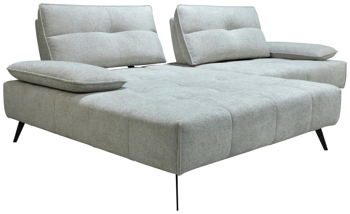 ECKSOFA Ottomane links  Greige Chenille  - Greige/Schwarz, Design, Textil/Metall (188/284cm) - Stylife