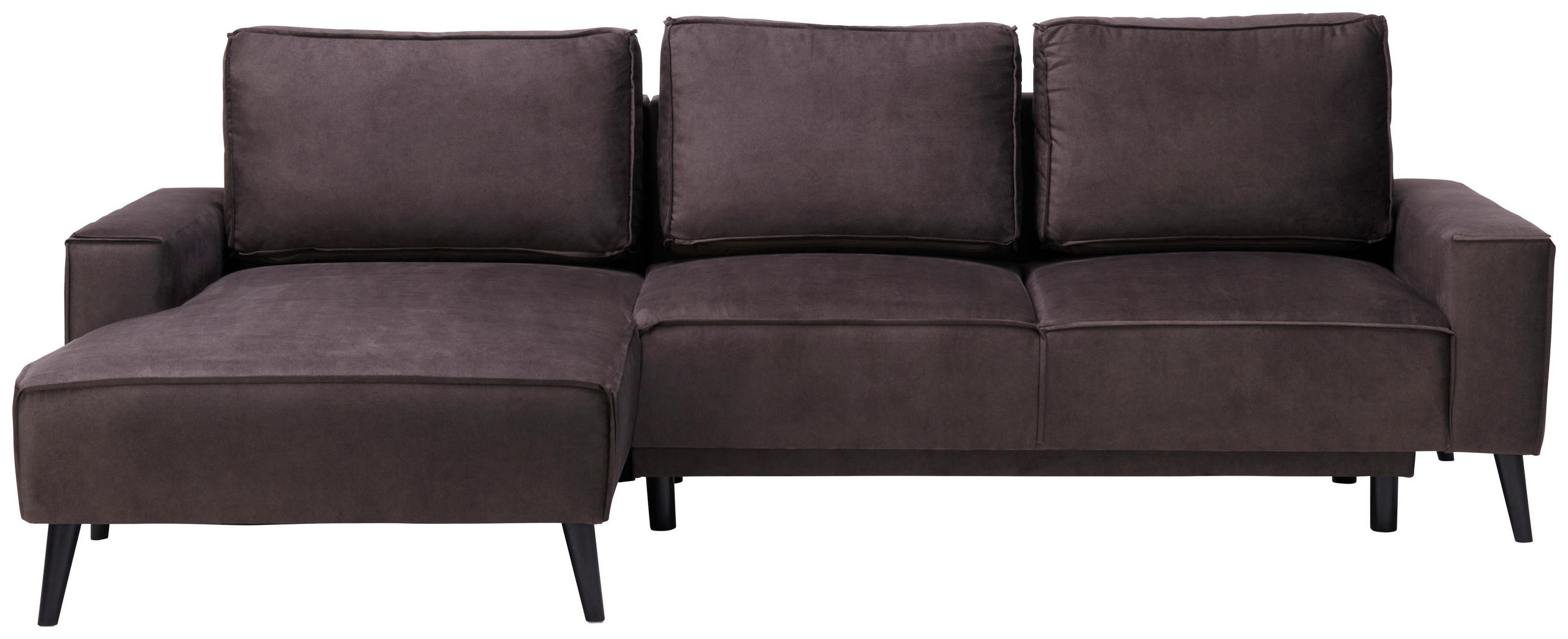 ECKSOFA Taupe Velours  - Taupe/Schwarz, KONVENTIONELL, Holz/Textil (161/260cm) - Carryhome