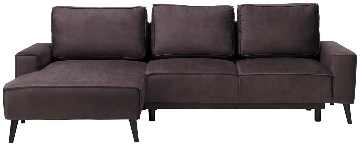ECKSOFA in Velours Taupe  - Taupe/Schwarz, Konventionell, Holz/Textil (161/260cm) - Carryhome