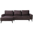 ECKSOFA in Velours Taupe  - Taupe/Schwarz, KONVENTIONELL, Holz/Textil (161/260cm) - Carryhome