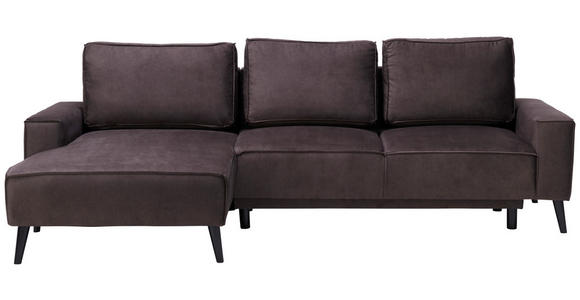 ECKSOFA in Velours Taupe  - Taupe/Schwarz, KONVENTIONELL, Holz/Textil (161/260cm) - Carryhome