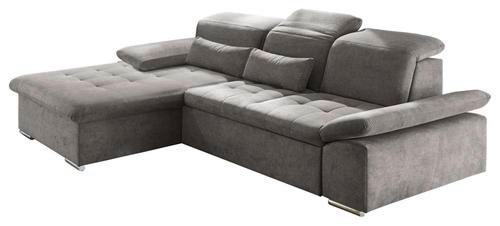 ECKSOFA in Mikrovelours Schlammfarben  - Schlammfarben/Silberfarben, Konventionell, Holzwerkstoff/Kunststoff (188/276cm) - MID.YOU