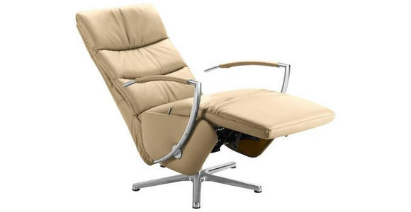 RELAXSESSEL in Leder Cappuccino  - Chromfarben/Cappuccino, Design, Leder/Metall (64/112/80cm) - Cantus