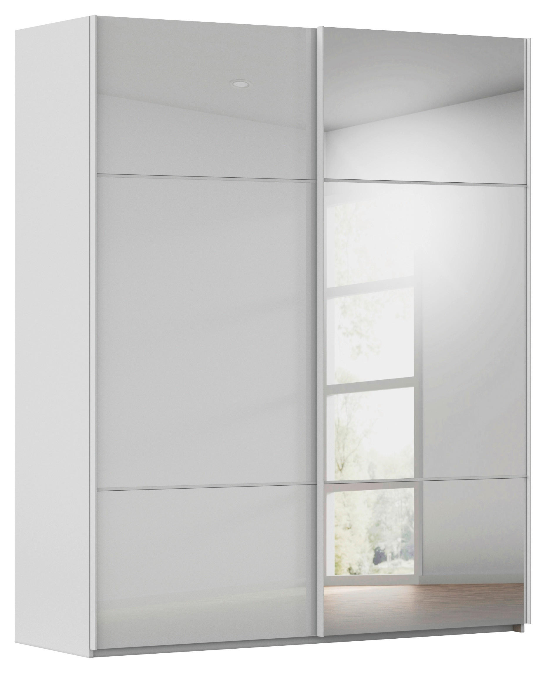 SCHWEBETÜRENSCHRANK 201/223/68 cm 2-türig Grau  - Grau, KONVENTIONELL, Glas/Holzwerkstoff (201/223/68cm) - Novel