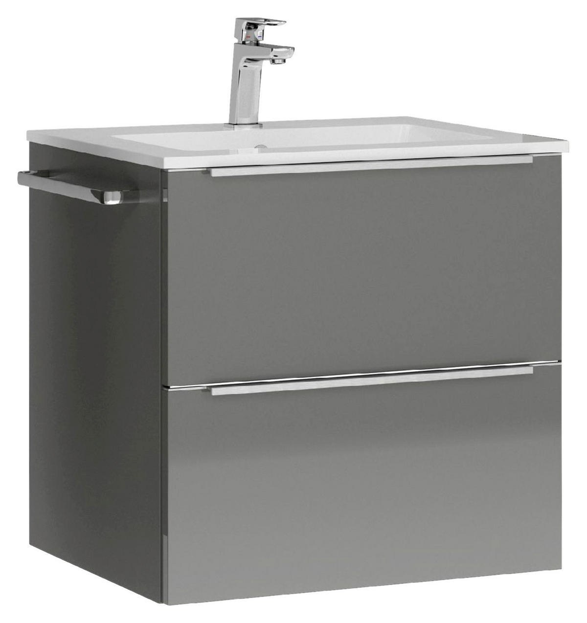 WASCHTISCHKOMBI 61 cm  - Schieferfarben/Edelstahlfarben, MODERN, Holzwerkstoff/Stein (61cm) - Nobilia