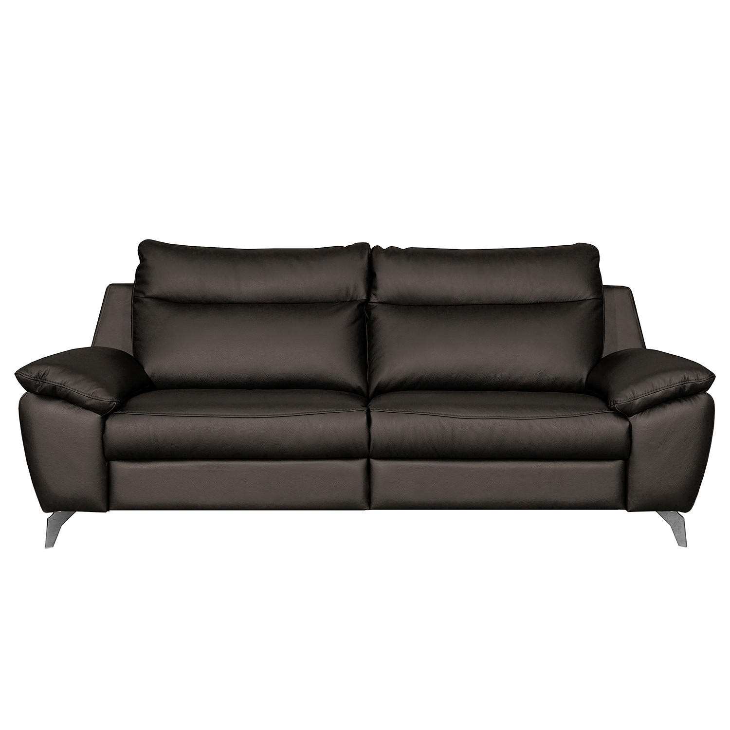 2,5-SITZER 216/95/96 cm PERLE in Echtleder Dunkelbraun   - Chromfarben/Dunkelbraun, Design, Leder/Metall (216/95/96cm) - Livetastic