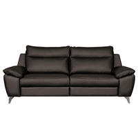 2,5-SITZER 216/95/96 cm PERLE in Echtleder Dunkelbraun   - Chromfarben/Dunkelbraun, Design, Leder/Metall (216/95/96cm) - Livetastic