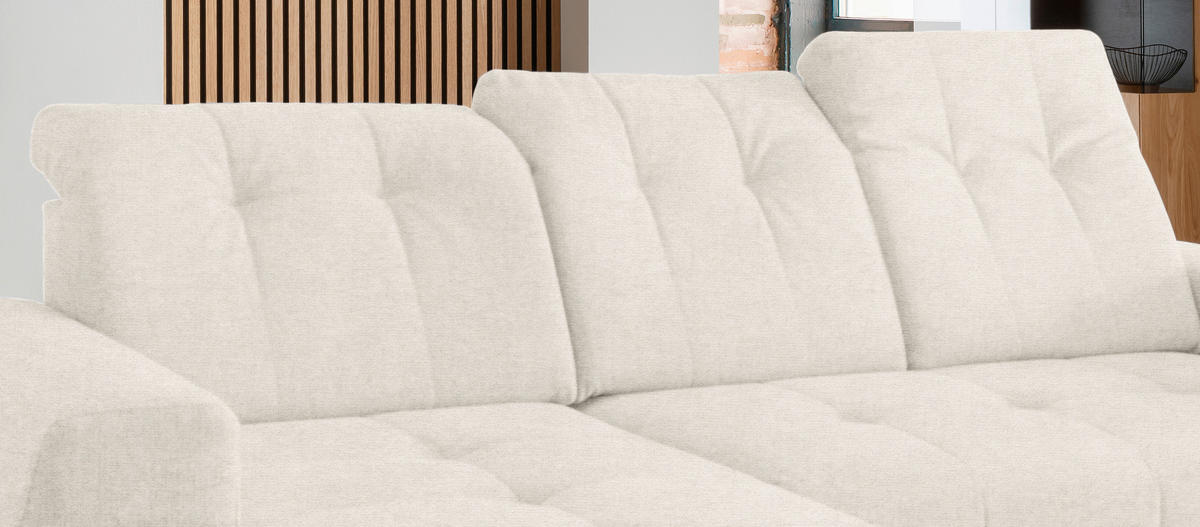 ECKSOFA in Mikrofaser Creme  - Creme/Schwarz, Modern, Textil/Metall (180/258cm) - Livetastic