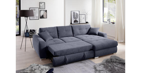 ECKSOFA in Mikrofaser Blau  - Chromfarben/Blau, MODERN, Kunststoff/Textil (276/193cm) - Hom`in