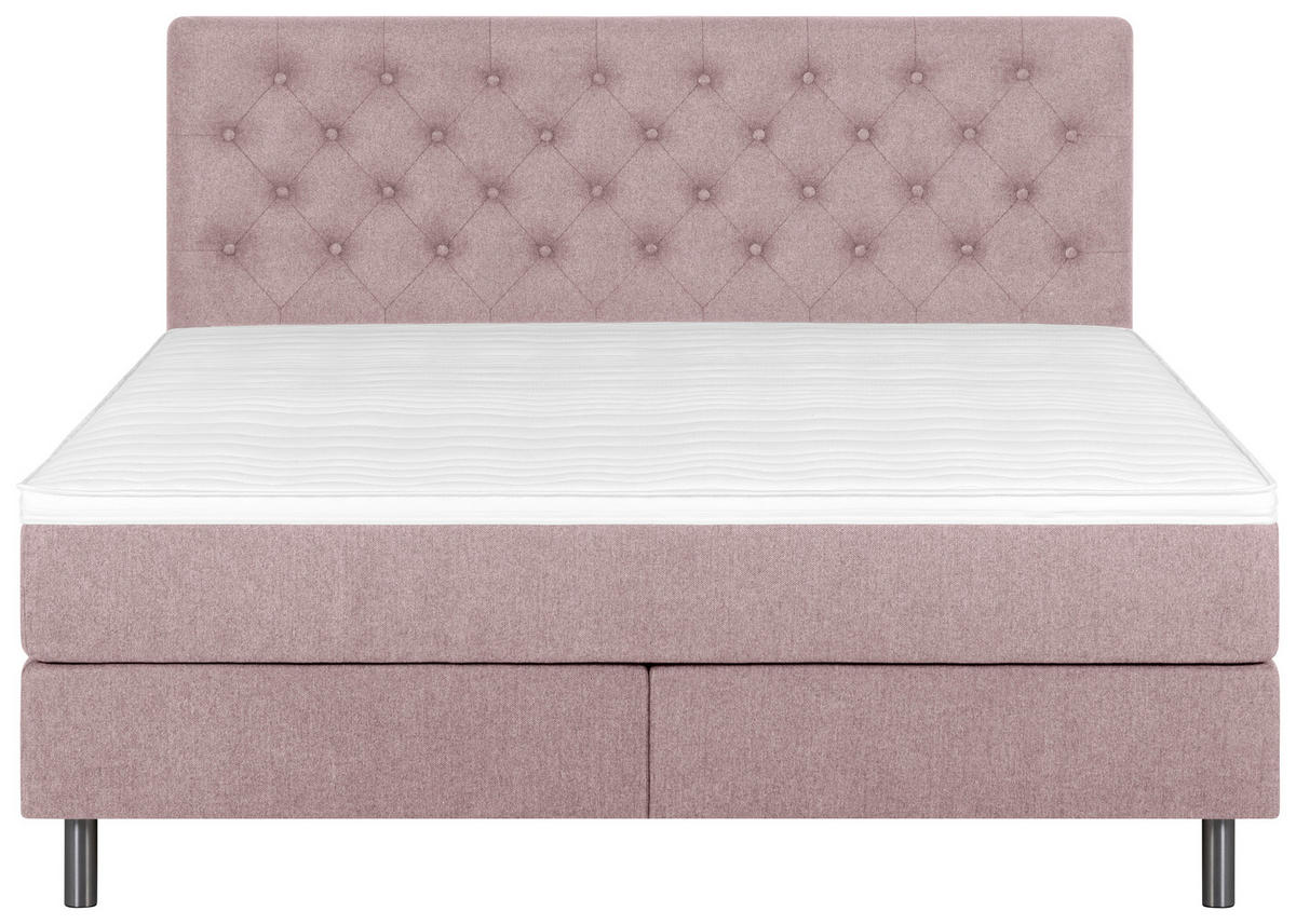 BOXSPRINGBETT 180/200 cm  in Rosa  - Silberfarben/Rosa, Konventionell, Textil/Metall (180/200cm) - Welnova