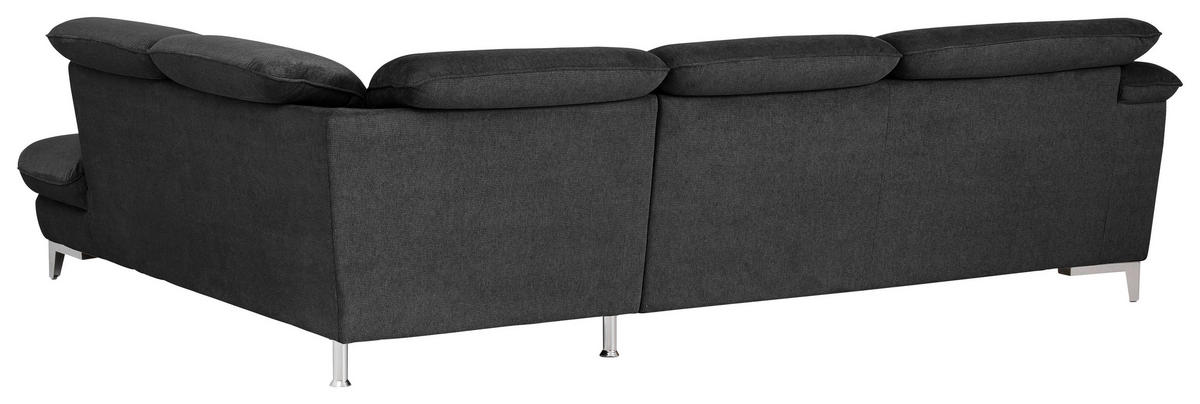 ECKSOFA in Chenille Schwarz  - Chromfarben/Schwarz, Design, Textil/Metall (293/232cm) - Livetastic