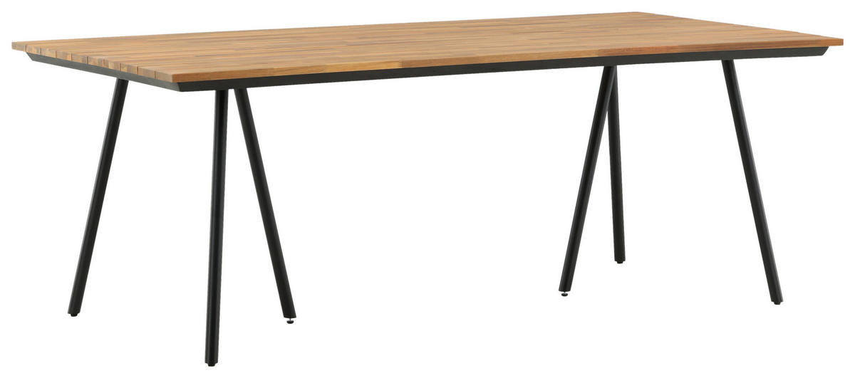 GARTENTISCH 200/100/74 cm Holz, Metall rechteckig  - Schwarz/Teakfarben, KONVENTIONELL, Holz/Metall (200/100/74cm) - Gardenson