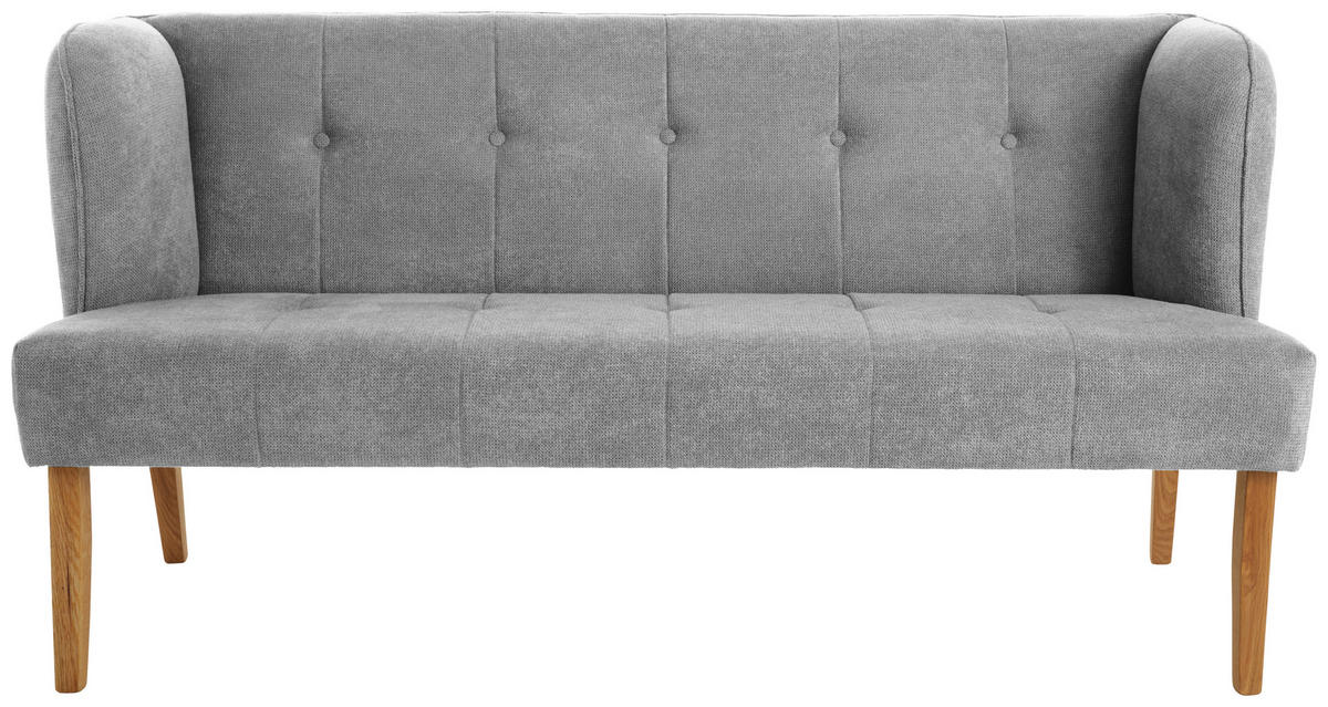 SITZBANK 179/88/76 cm Webstoff Hellgrau Eiche vollmassiv  - Eichefarben/Hellgrau, KONVENTIONELL, Holz/Textil (179/88/76cm) - Cantus