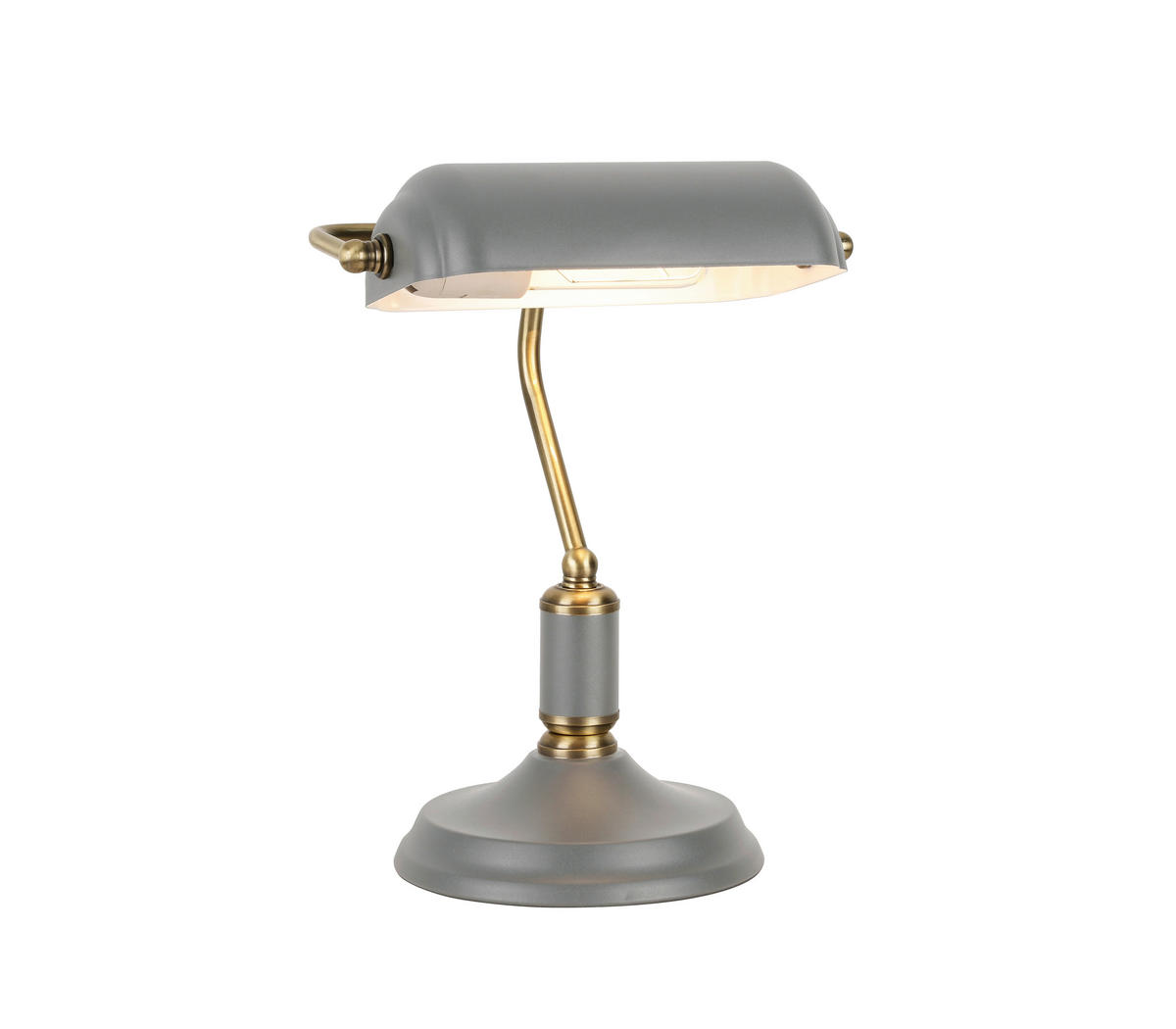 STOLNÍ LAMPA, E27, 37/26,5/18 cm - šedá/barvy mosazi, Konvenční, kov (37/26,5/18cm) - Novel