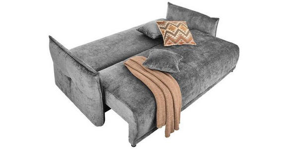 BOXSPRINGSOFA in Chenille Grau  - Schwarz/Grau, MODERN, Kunststoff/Textil (235/95/108cm) - Hom`in