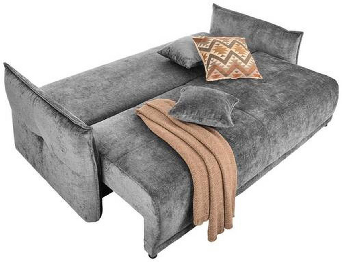 BOXSPRINGSOFA in Chenille Grau  - Schwarz/Grau, Modern, Kunststoff/Textil (235/95/108cm) - Hom`in