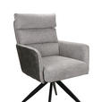 ARMLEHNSTUHL  Sitzfläche 360° drehbar Leinenoptik  - Anthrazit/Hellgrau, Design, Textil/Metall (60/93/68cm) - Novel
