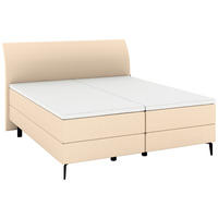BOXSPRINGBETT 180/200 cm,  in Beige, gepolstertes Kopfteil, Topper, Matratzen, H3 + H3 = fest  - Beige/Schwarz, KONVENTIONELL, Kunststoff/Textil (180/200cm) - Musterring