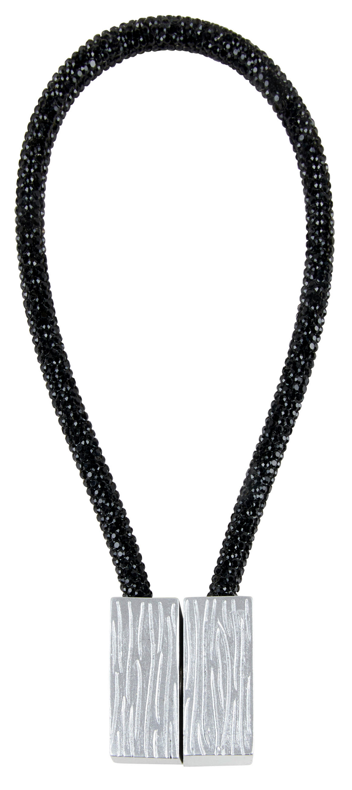 FÜGGÖNYELKÖTŐ 38 cm  - fekete, Basics, textil (38cm) - Homeware