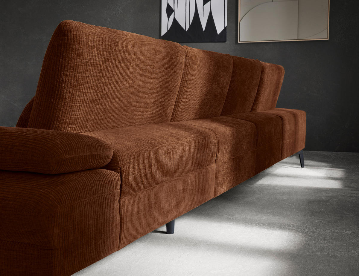 WOHNLANDSCHAFT in Webstoff Rostfarben  - Rostfarben/Schwarz, Design, Textil/Metall (208/354/157cm) - Dieter Knoll