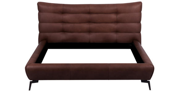 POLSTERBETT 180/200 cm,  in Dunkelbraun, gepolstertes Kopfteil,  - Dunkelbraun/Schwarz, Design, Leder/Metall (180/200cm) - Esposa