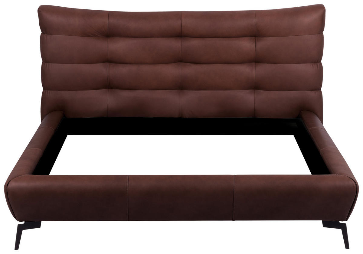 POLSTERBETT gepolstertes Kopfteil Dunkelbraun 180/200 cm  - Dunkelbraun/Schwarz, Design, Leder/Metall (180/200cm) - Esposa