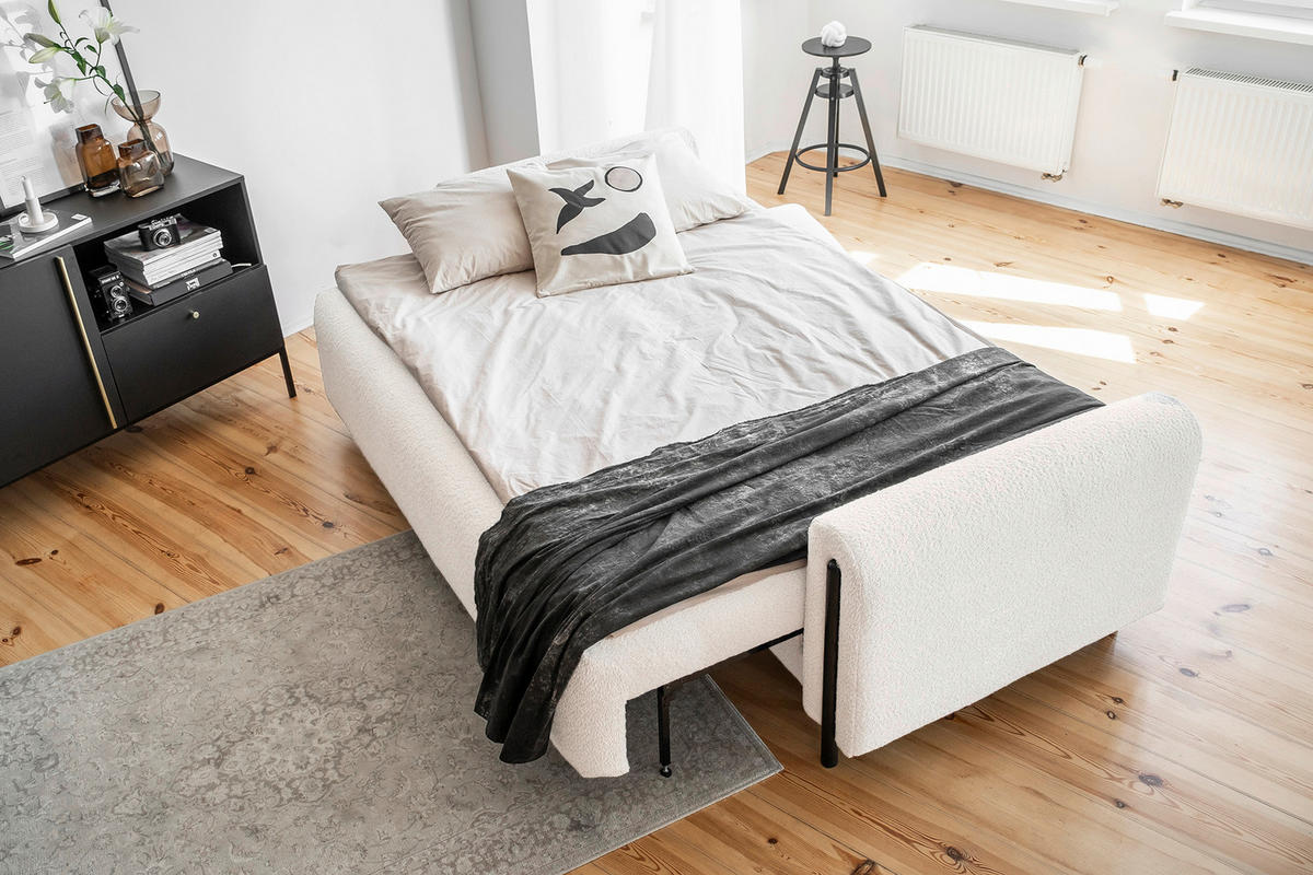 SCHLAFSOFA  mit Samt Schwarz, Weiß  - Schwarz/Weiß, Design, Holz/Textil (244/97/97cm) - MID.YOU