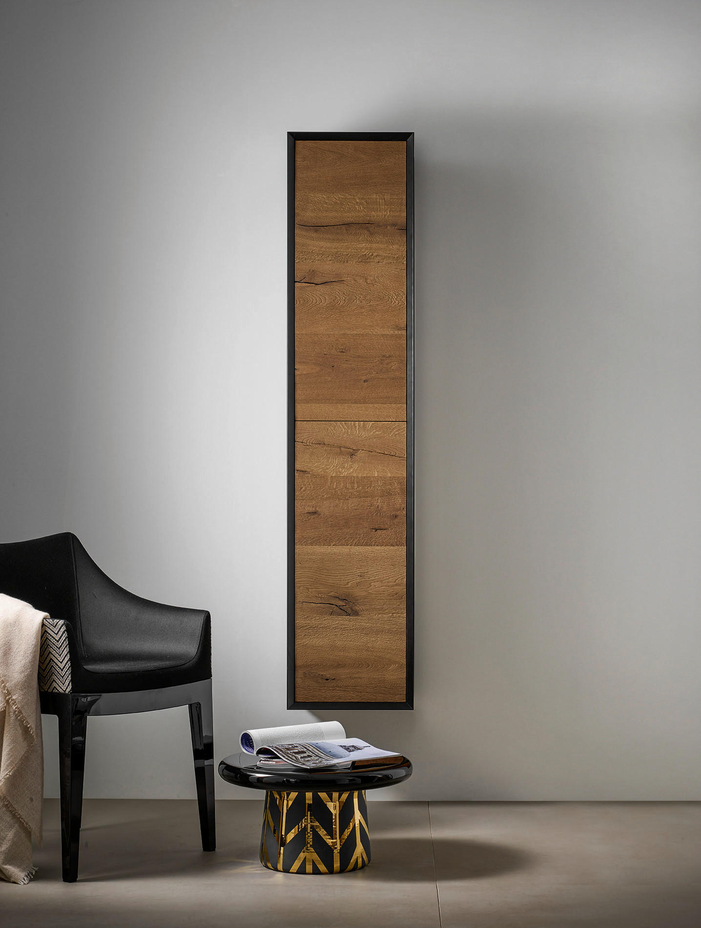 HOCHSCHRANK 35/160/35 cm  - Schwarz/Braun, Design, Glas/Holz (35/160/35cm) - Emilio Belluti