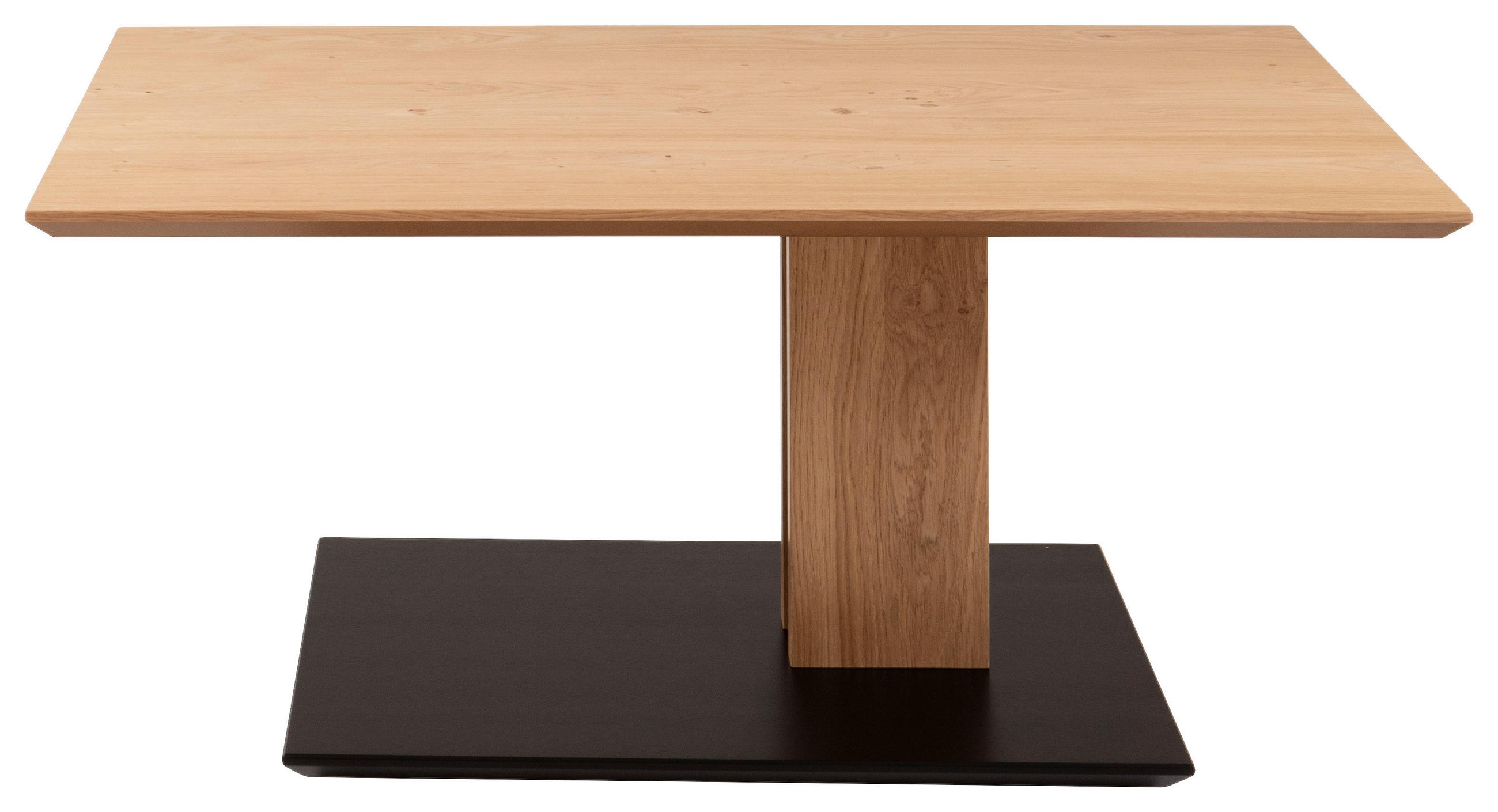 Thumbnail - Venda Couchtisch, Schwarz, Eiche, Holz, Holzwerkstoff, Wildeiche, furniert, rechteckig, Säule, Bodenplatte, 60x47x100 cm...