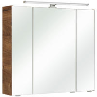 TÜKRÖS SZEKRÉNY 80/70/16 cm  - krómszínű/tölgyfa színű, Basics, faalapú anyag/üveg (80/70/16cm) - Xora