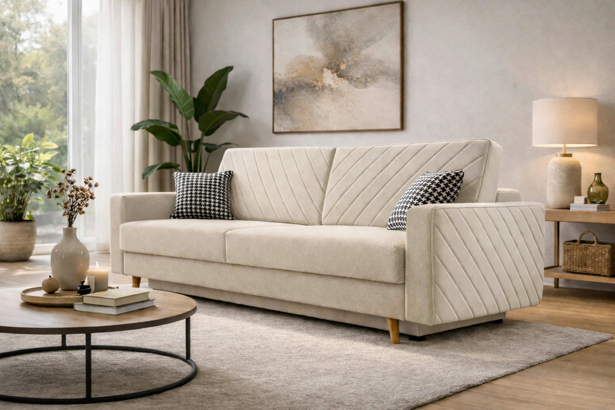 SCHLAFSOFA Beige  - Beige/Schwarz, Design, Holz/Kunststoff (230/96/97cm) - MID.YOU