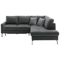 ECKSOFA in Mikrofaser Dunkelgrau  - Chromfarben/Dunkelgrau, Design, Textil/Metall (229/200cm) - Pure Home Lifestyle