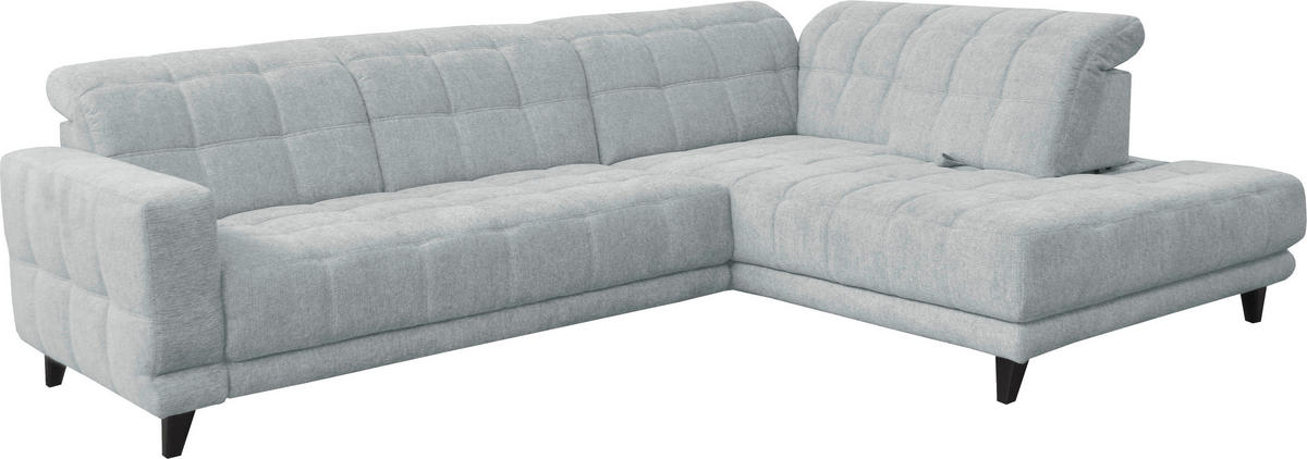 ECKSOFA in Webstoff Hellgrau  - Hellgrau/Schwarz, Design, Holz/Textil (302/216cm) - Xora