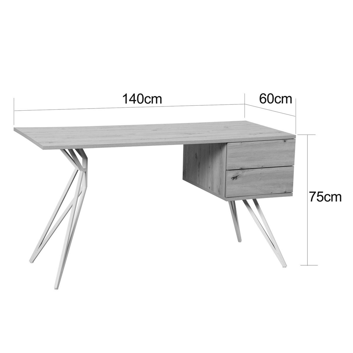 SCHREIBTISCH 140/60/75 cm Schwarz, Eiche Artisan  - Schwarz/Eiche Artisan, Design, Holzwerkstoff/Metall (140/60/75cm) - Novel
