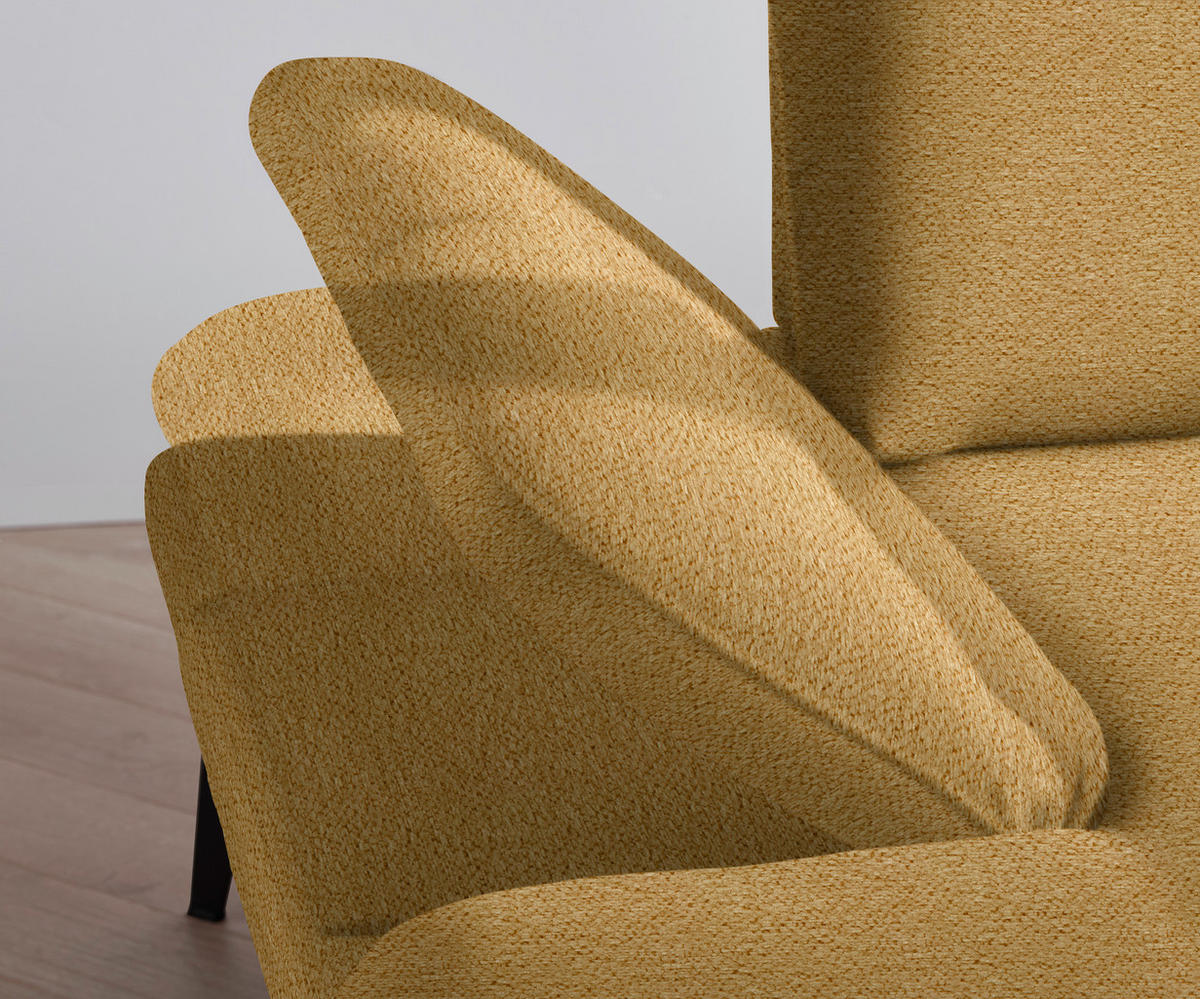 ECKSOFA in Webstoff Currygelb  - Currygelb/Schwarz, Design, Textil/Metall (289/180cm) - Stylife