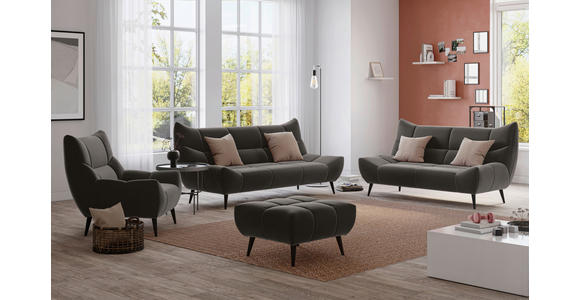 3-SITZER-SOFA Mikrofaser Dunkelgrau  - Dunkelgrau/Schwarz, Design, Textil/Metall (224/106/101cm) - Xora