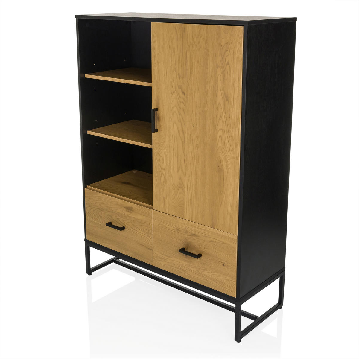 HIGHBOARD  in 100/140/40 cm  - Eichefarben/Schwarz, MODERN, Holzwerkstoff/Metall (100/140/40cm) - MID.YOU