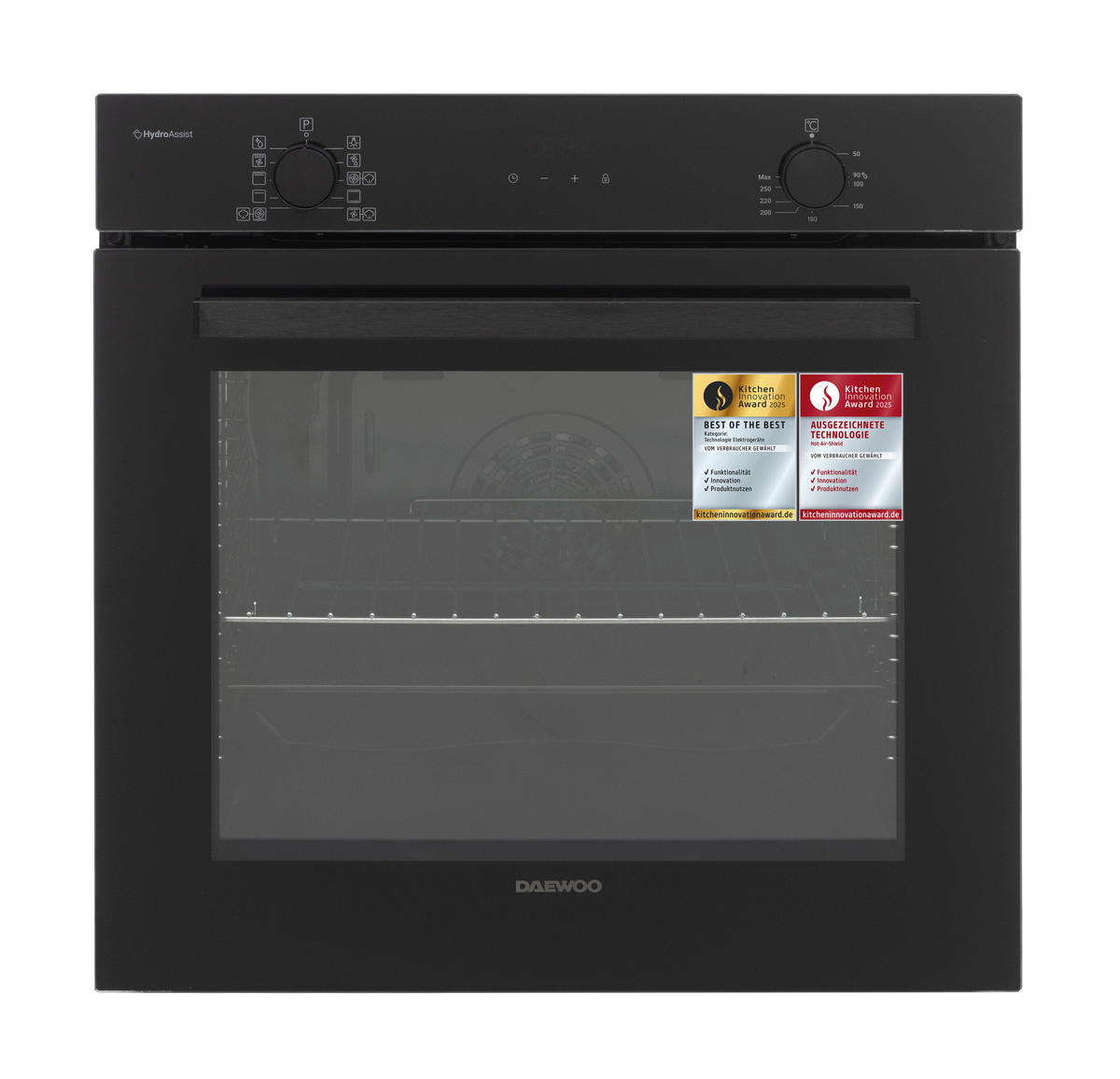 EINBAUBACKOFEN  - Schwarz, Basics, Glas/Metall (59.5/59.5/57.5cm) - Daewoo