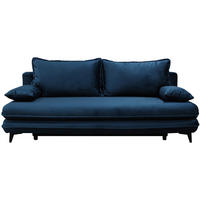 SCHLAFSOFA  mit Velours Dunkelblau  - Schwarz/Dunkelblau, Design, Kunststoff/Textil (217/73/86/106cm) - MID.YOU